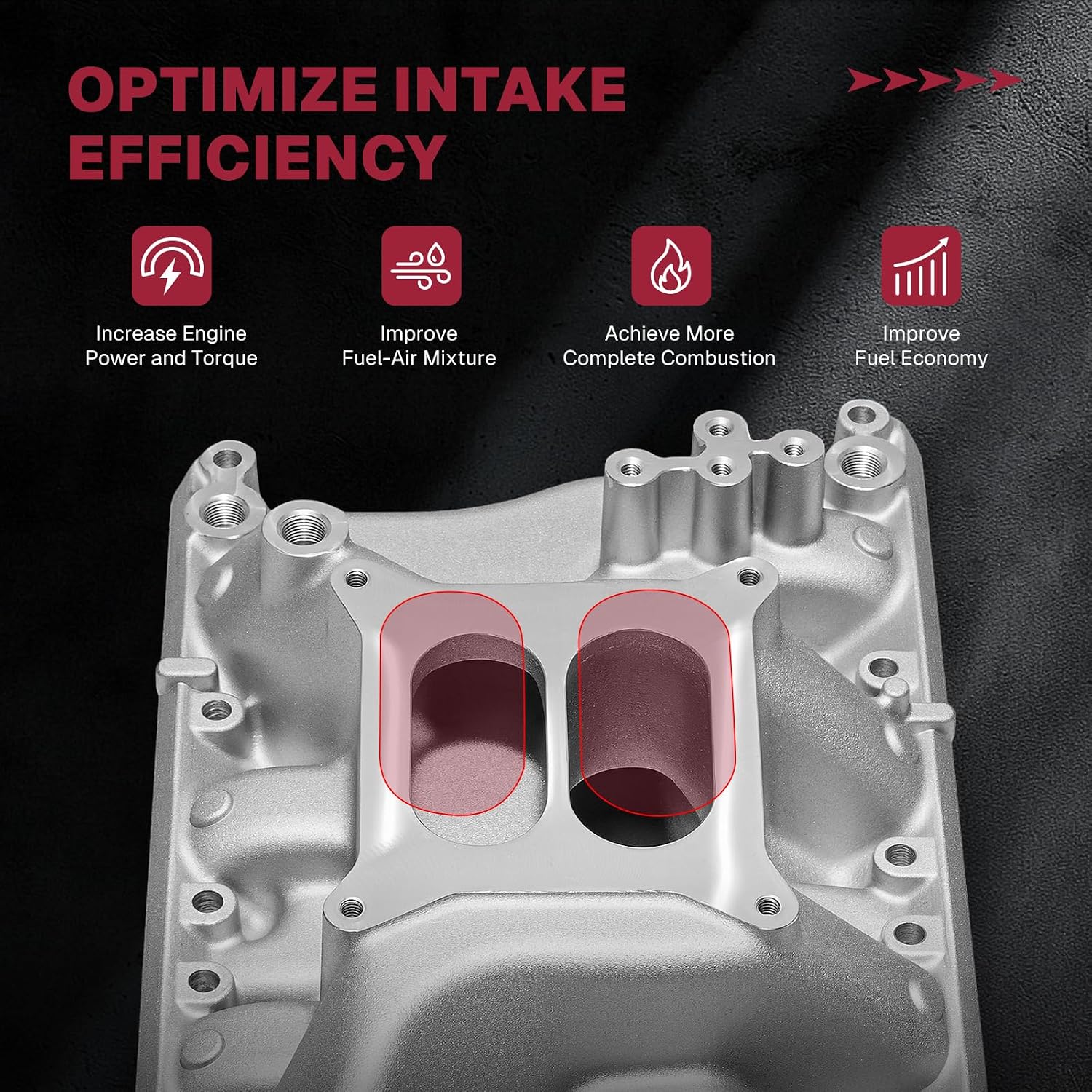 84023 Intake Manifold Dual Plane Aluminum Compatible with Ford Small Block 5.8L V8 F-150 F-250 Bronco Mustang Econoline LTD Torino Thunderbird Cougar Marquis 1969-1997 SBF 351W 1,500-6,800 RPM