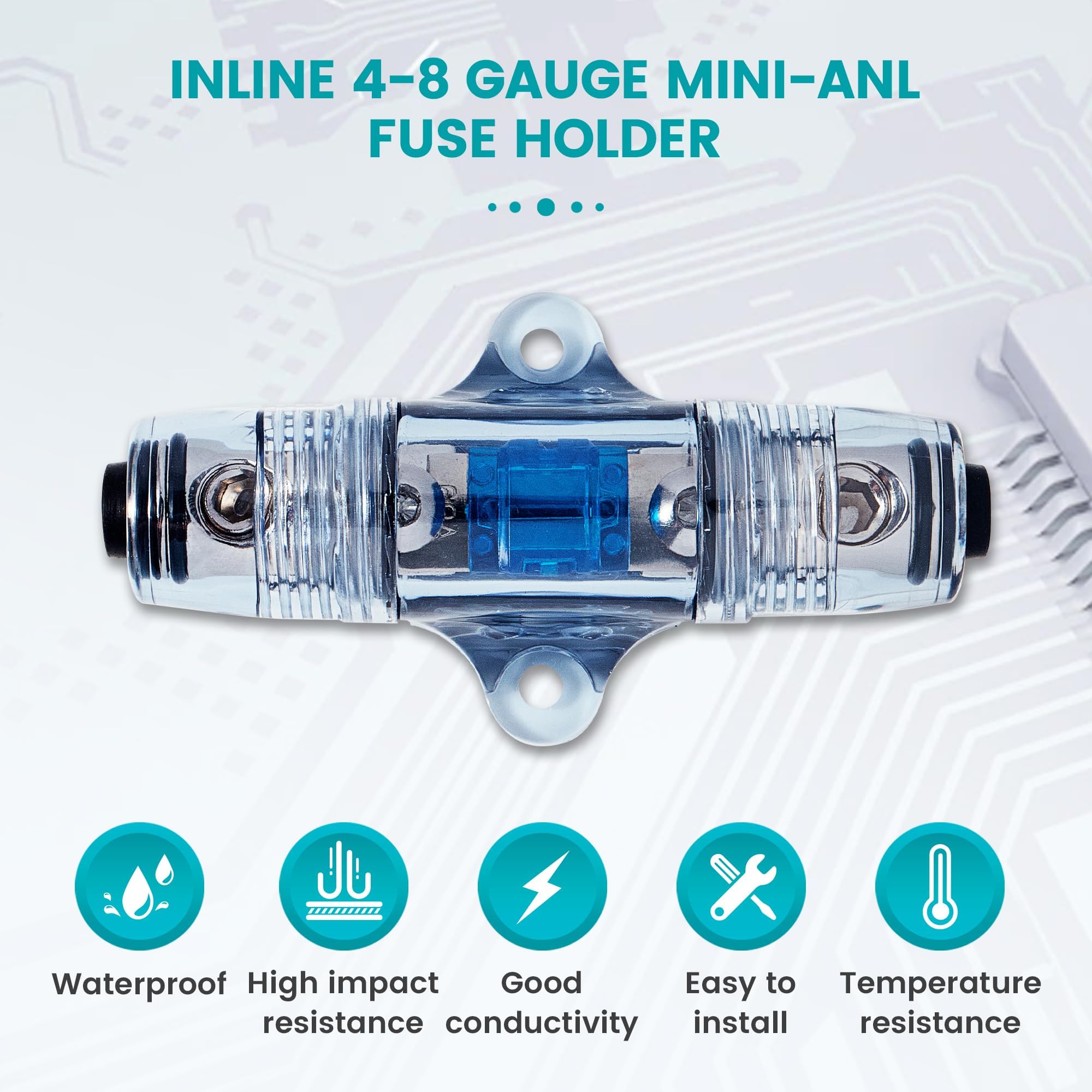 15 Amp AGU Fuse with AWG In-Line Holder 4 6 8 Gauge for Car Audio Video Stereo