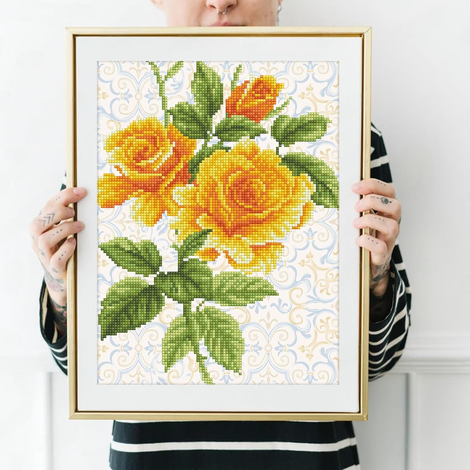 DIAMOND DOTZ Yellow Rose Bouquet Diamond Painting Kit for Adults with Gems image 4