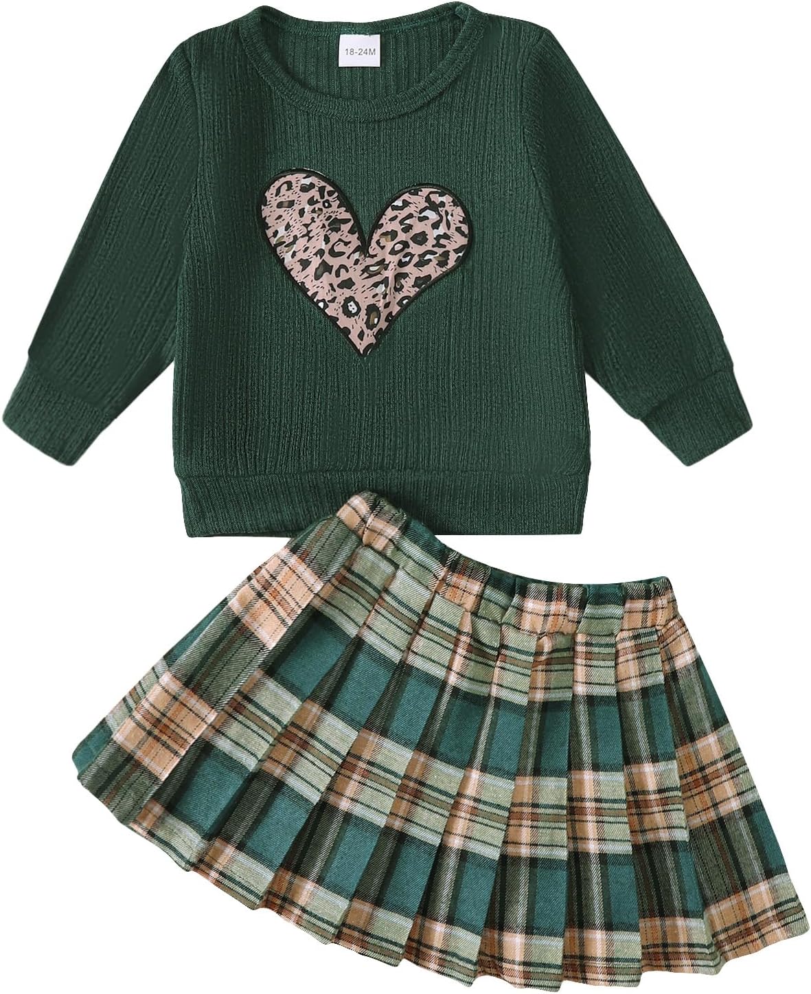 Renotemy Toddler Baby Girl Clothes Fall Winter Outfits Long Sleeve Sweatshirt Pleated Mini Skirt Set Girls Cute Dress 18M-6T