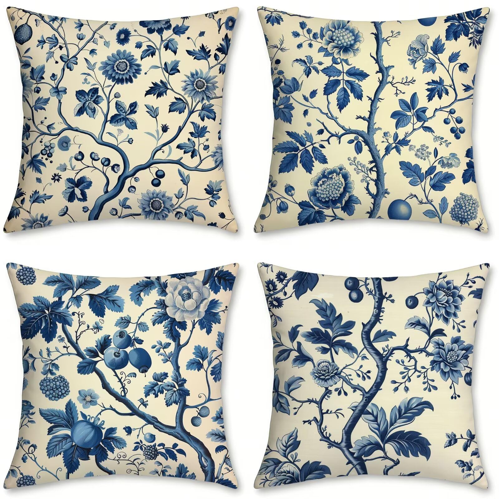 Deco jardin exterieur réussie avec le lot de 4 coussins de canapé bleus en velours