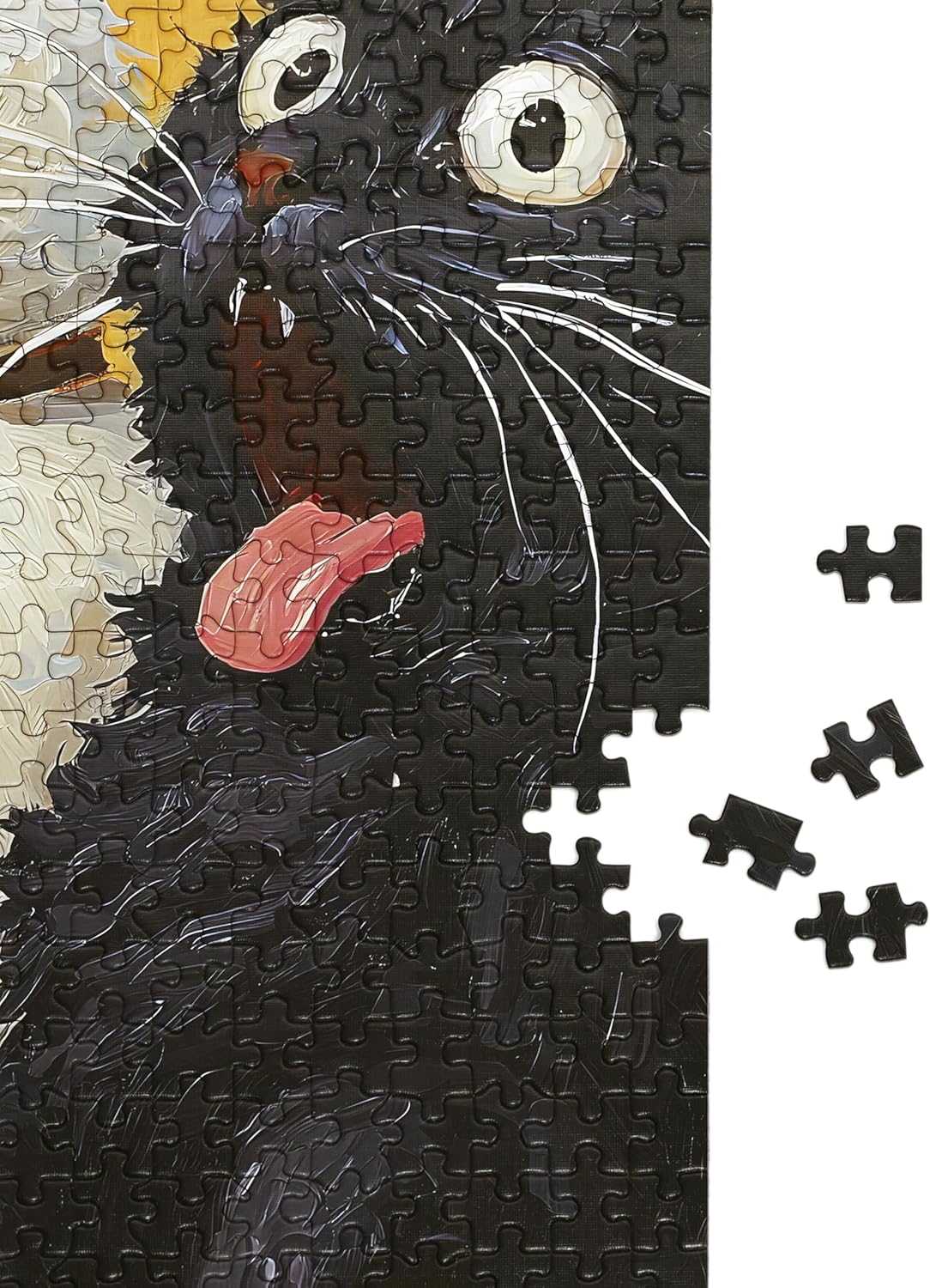 1000-Piece Adult Puzzle - Fun Jigsaw Puzzle for Adults Surprised Cats Oil Painting, Challenging Fun Puzzle for Adults, Colorful Animals Art Puzzle, Great Gift Idea, 26.65 x 19.25 in