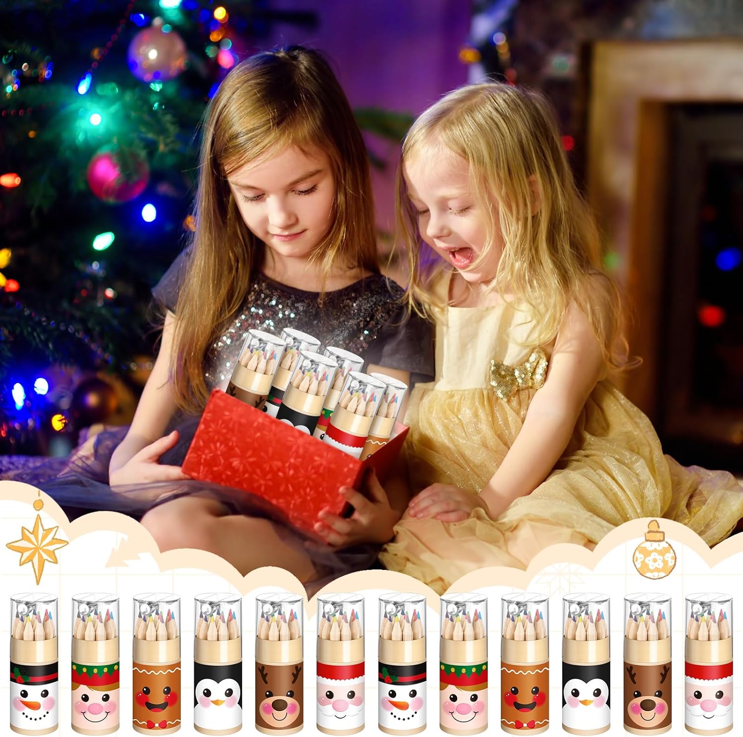 60 Set operation Christmas Gift Mini Drawing Colored Pencils Bulk with Sharpener 3.5" Small 12 Colors Travel Colored Portable Pencil for Xmas Adults Art Painting