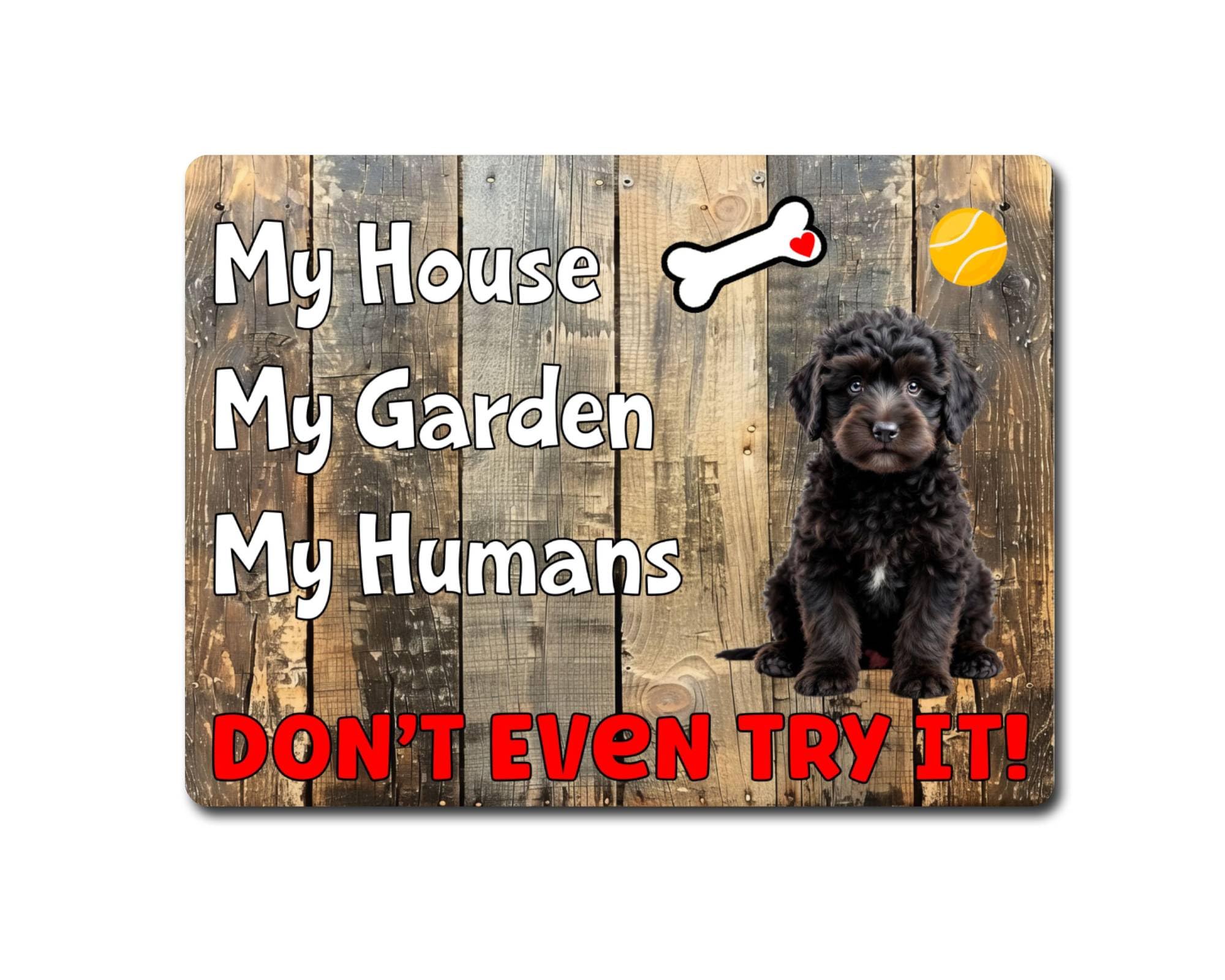 Decalarama Cockapoo Aluminium Metal Sign Gift – My House Don't Even Try It!