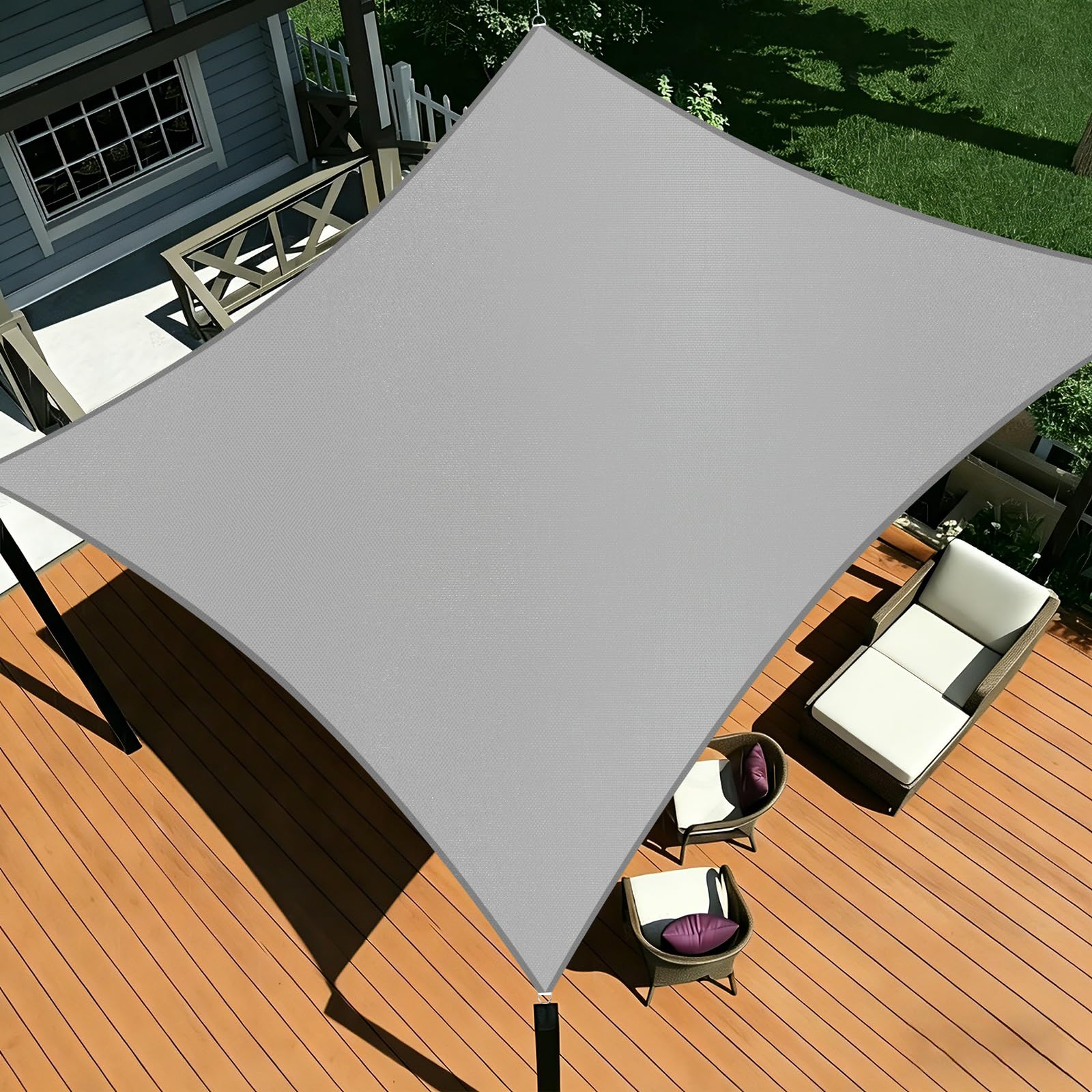 Shade&Beyond Voile d'Ombrage 3x4m Rectangulaire Imperméable, Voile Ombrage avec 95% Protection UV pour Terrasse, Jardin et Piscine Extérieure,Gris Clair