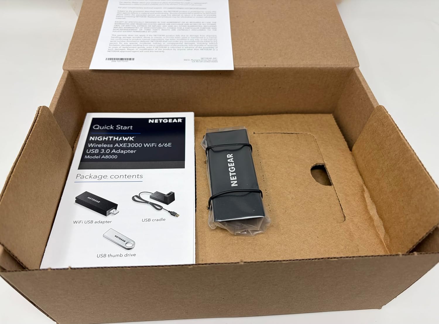 A8000-100PAS, Night Hawk AXE3000 IEEE 802.11ax Tri Band Wi-Fi Adapter for Computer, Notebook - USB 3.0 Type A - 2.93 Gbit/s - 2.40 GHz ISM - 6 GHz UNII - External