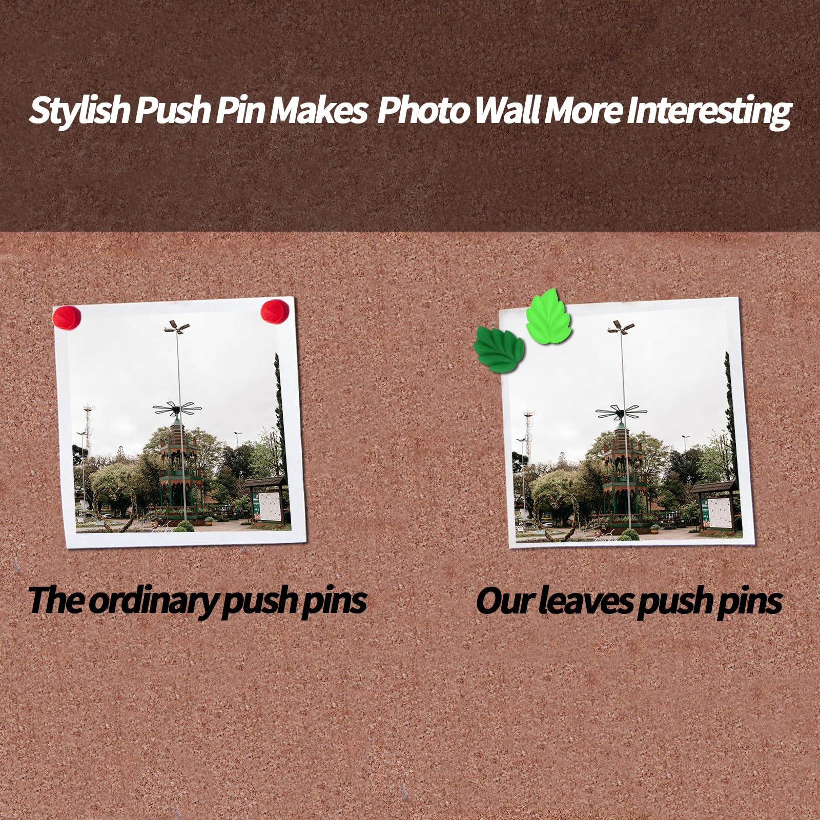 50 Pcs Leaf Push Pins Decorative Thumb Tacks in Green Cute Office Decor for Cork Board Bulletin Board, Photos Wall Maps and Other Offices Schools Supplies Christmas Decoration: Leaf, 50 Pcs