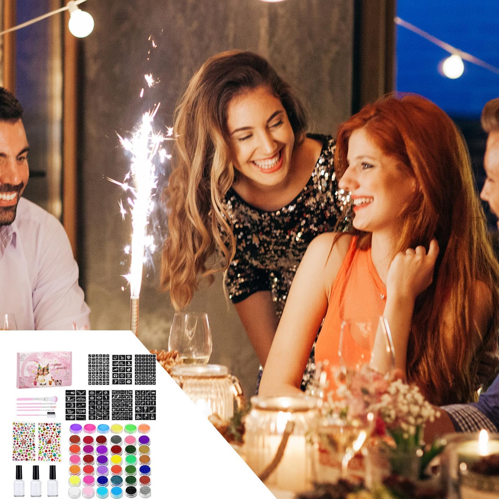 Kit di pittura viso e corpo Pennelli e stencil per trucco viso artistico | Set di pittura corpo attivabile con acqua Per compleanni, carnevali, spettacoli, feste, Halloween, Natale, cosplay