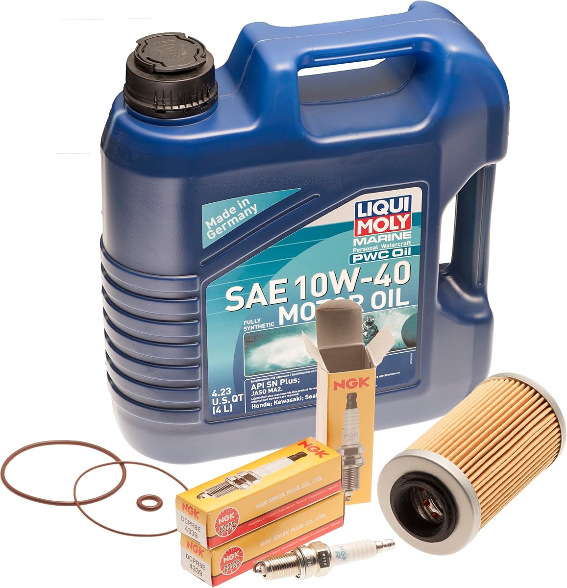 Kit de servicio de cambio de aceite con tapones NGK para SeaDoo 4-Tec GTX GTI RXP RXT Wake 02-16