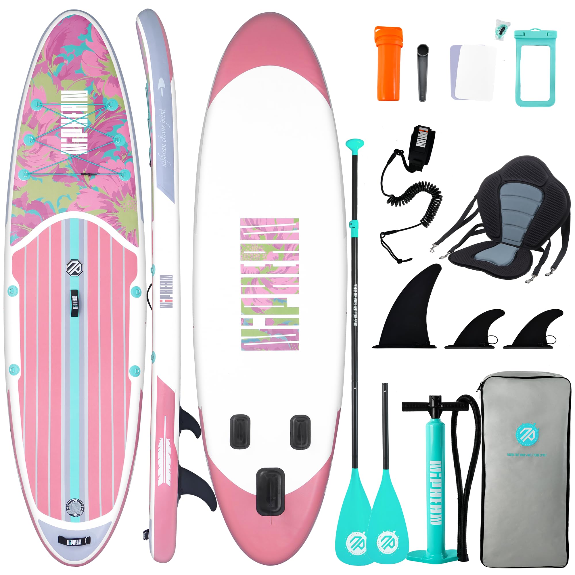 Niphean SUP Gonfiabile Adulti con Tutti gli Accessori, 320cm Tavola da SUP Gonfiabile con Sedia per Tutti i Livelli di Abilità, Paddle Board con Capacità di Carico di 200kg per 2 Persone