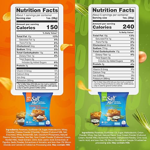 Vista 21 de SaltMe! Paquete variado de papas fritas Better For You – 24 bolsas de 1 onza – 50% menos de sodio, Kosher, paquete de bocadillos más saludables
