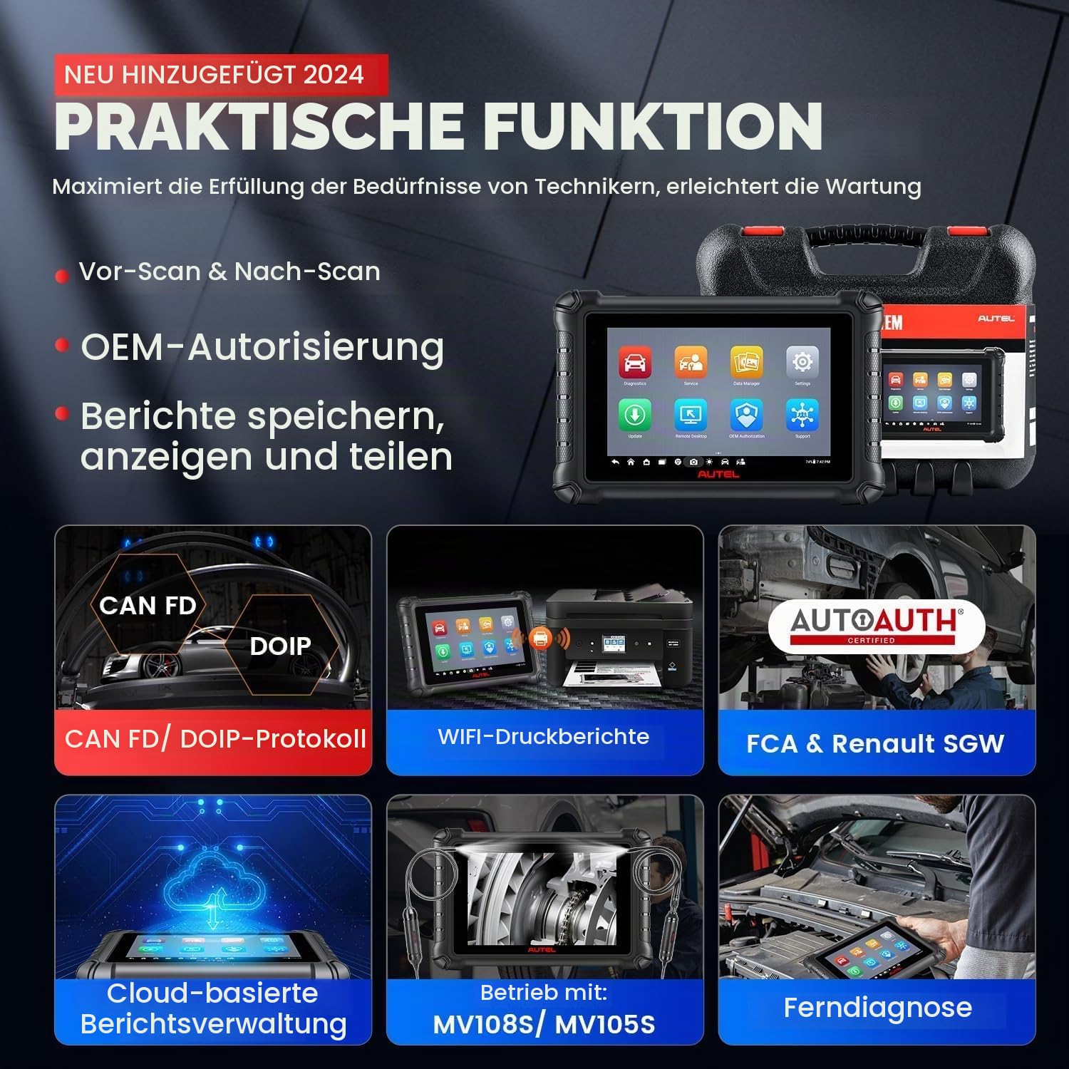 Autel MaxiCheck MX900 Diagnosegerät Auto, 2026 Bidirektionaler Scanner mit 3000+ Aktiven Tests, DoIP&CANFD, 40+ Service, OS11, All System, Funktion als MK900 MK900BT, ab MK808BT MK808S MX808S