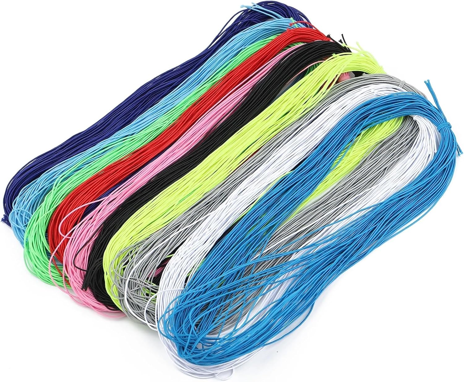 Stretchy Bracelet String 20pcs 65ft 1mm Braided Elastic Cord Beading Threads Stretch String Fabric Crafting for Jewelry DIY Gift Box Packing(White)