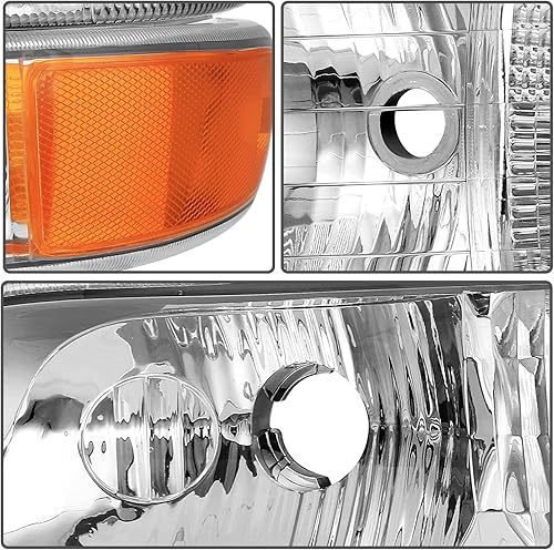 Miniatura 6 de SCITOO Faros delanteros para Chevy Silverado 15002500 1999-2002, para Chevy Suburban 15002500 2000-2006, carcasa cromada, reflector ámbar, lente