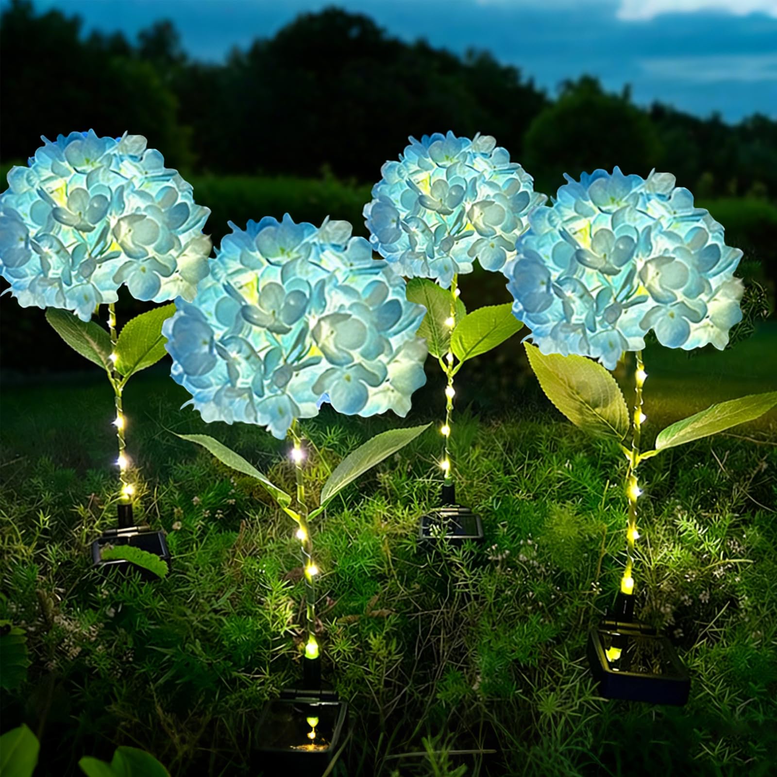 Luces Solares Flores Jardín Exterior, 2 Piezas Luz Solar Flores LED, Lámparas Solares Decorativa IP65 Impermeable, Decoración para Patio, Césped, Boda, Fiestas, Navidad, Blanca Cálida