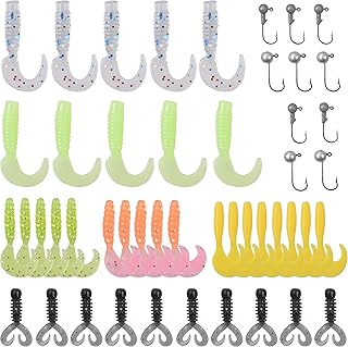 Soft Fishing Lure Baits Crappie Jigs Head Hooks Kit Fishing Jigs Worm Grub Tube Bait Lures Set for Saltwater Freshwater Fishing, 48pcs/110pcs Fishing Tackle