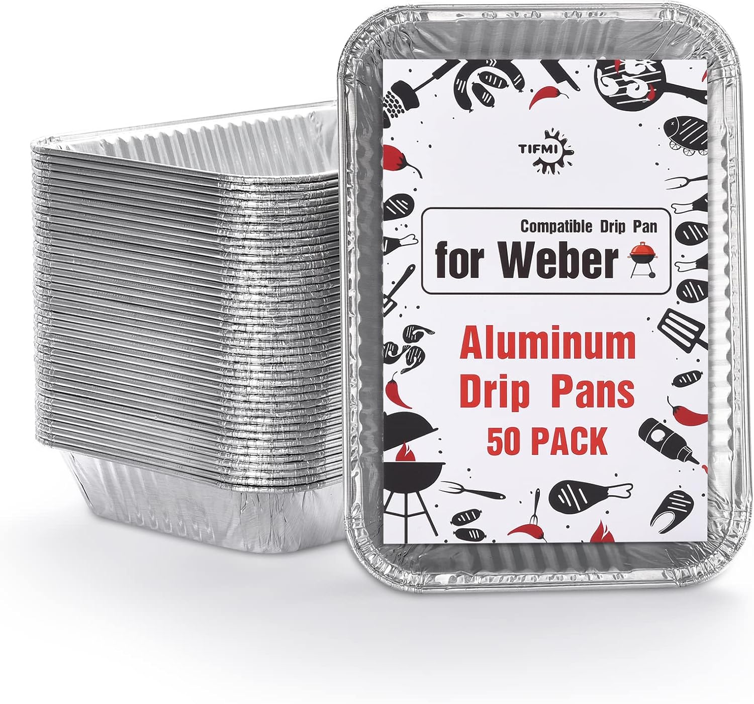 TIFMI 50 Pack Drip Pans Liners Compatible for Weber Q