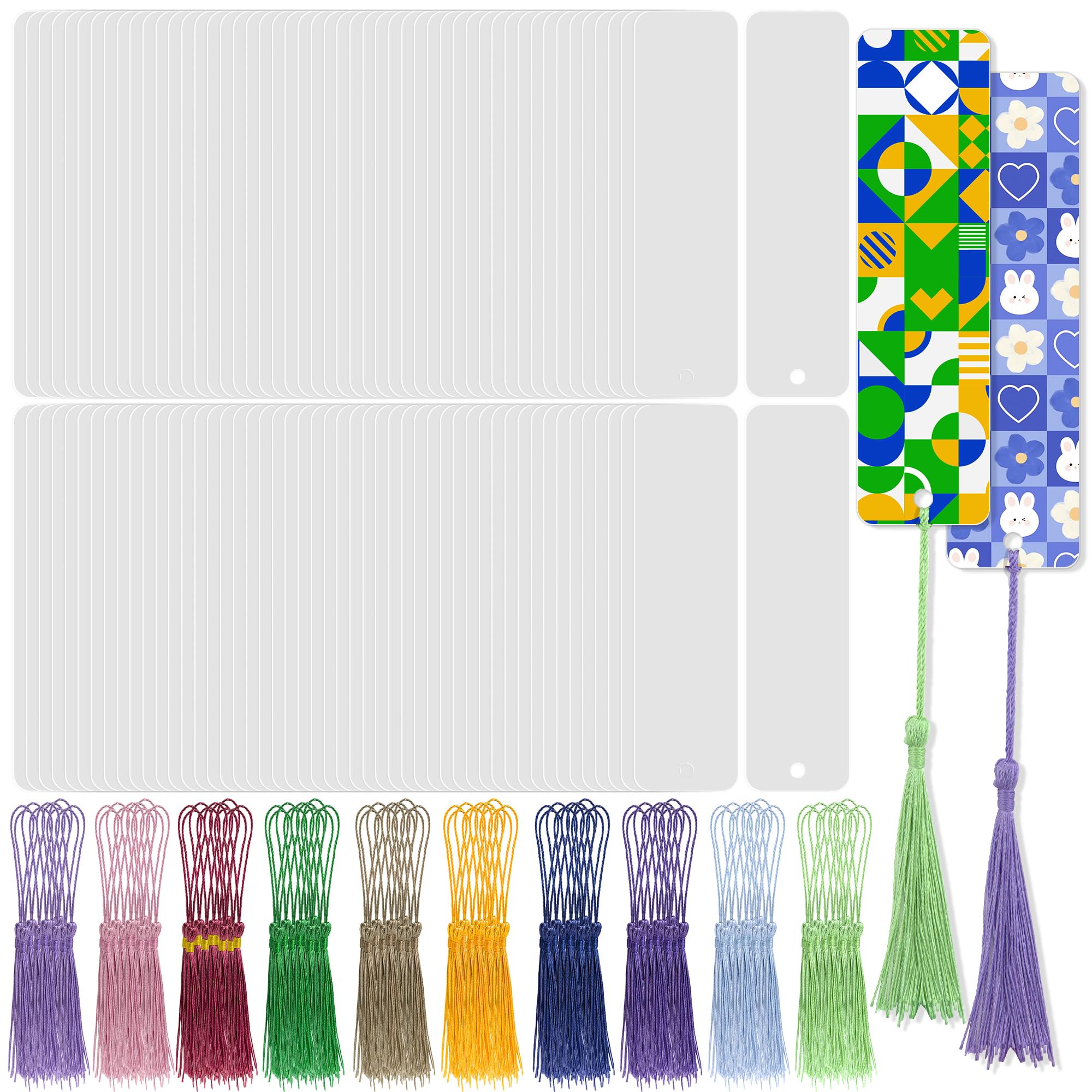 Sublimation Bookmark Blank Bundles,Double-Side PVC Heat Transfer Material Matte Photo Effect,Customized DIY Craft Gift Souvenir Party Favors Supplies Back to School Project (100)