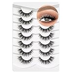 Happy Heartbeat 3D Clear Band Lashes 15mm Natural Soft Faux Mink Lashes C Curl Cat Eye Wispy Fake Eyelashes Reusable False EyeLashes 7 Pairs (No.212)