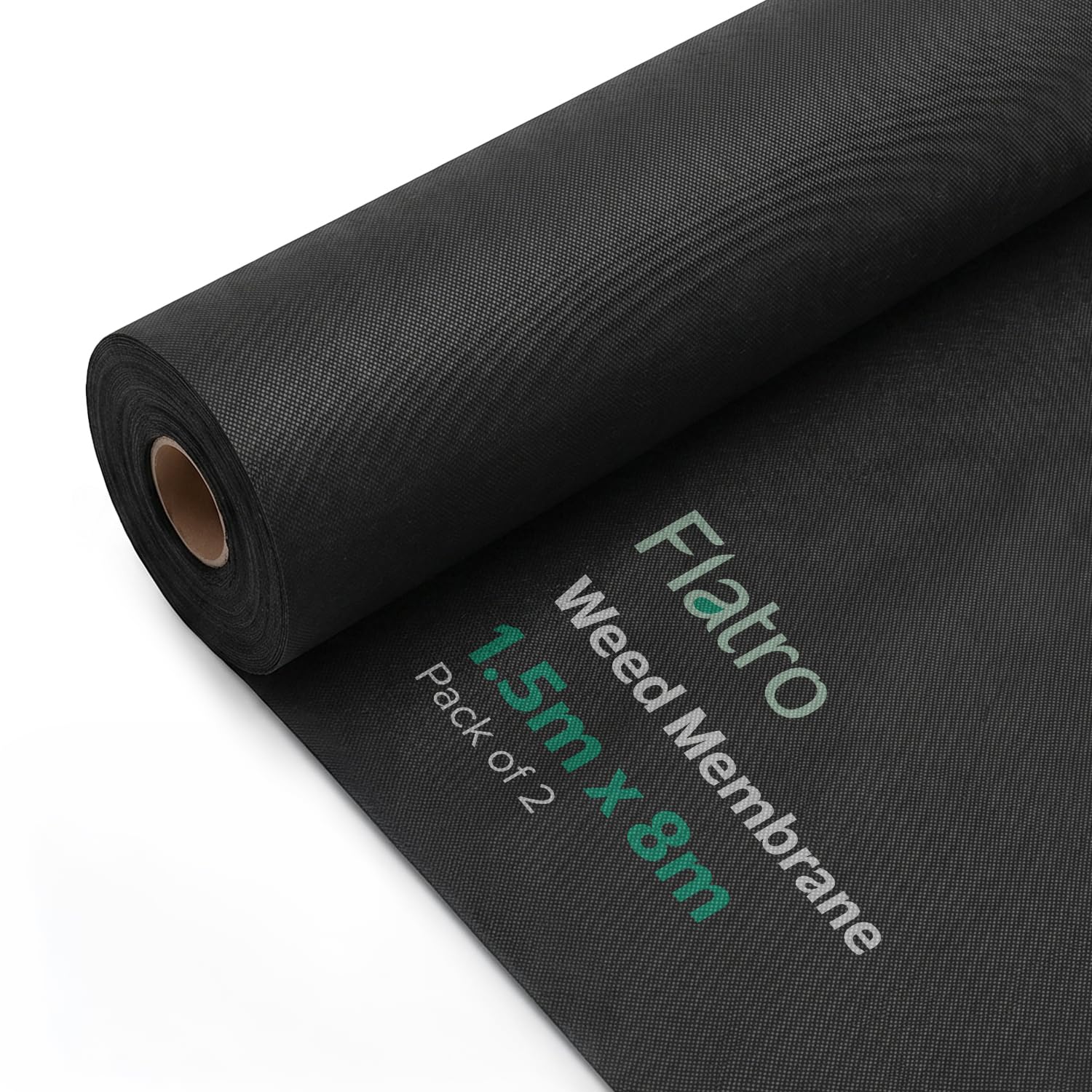 Flatro Heavy Duty Weed Control Membrane Pack of 2 (1.5m x 8m / 5ft x 26ft) Weed Sheet for Garden, Flower Beds, Lawn & Landscaping | UV-Resistant Weed Control Fabric to Prevent Soil Mixing & Build-Up