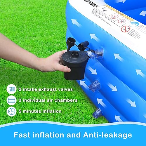 Miniatura 5 de Piscina inflable de 120 x 72 x 22 pulgadas piscina de tamaño completo para niños pequeños niños y adultos piscina grande sobre el suelo para jardín