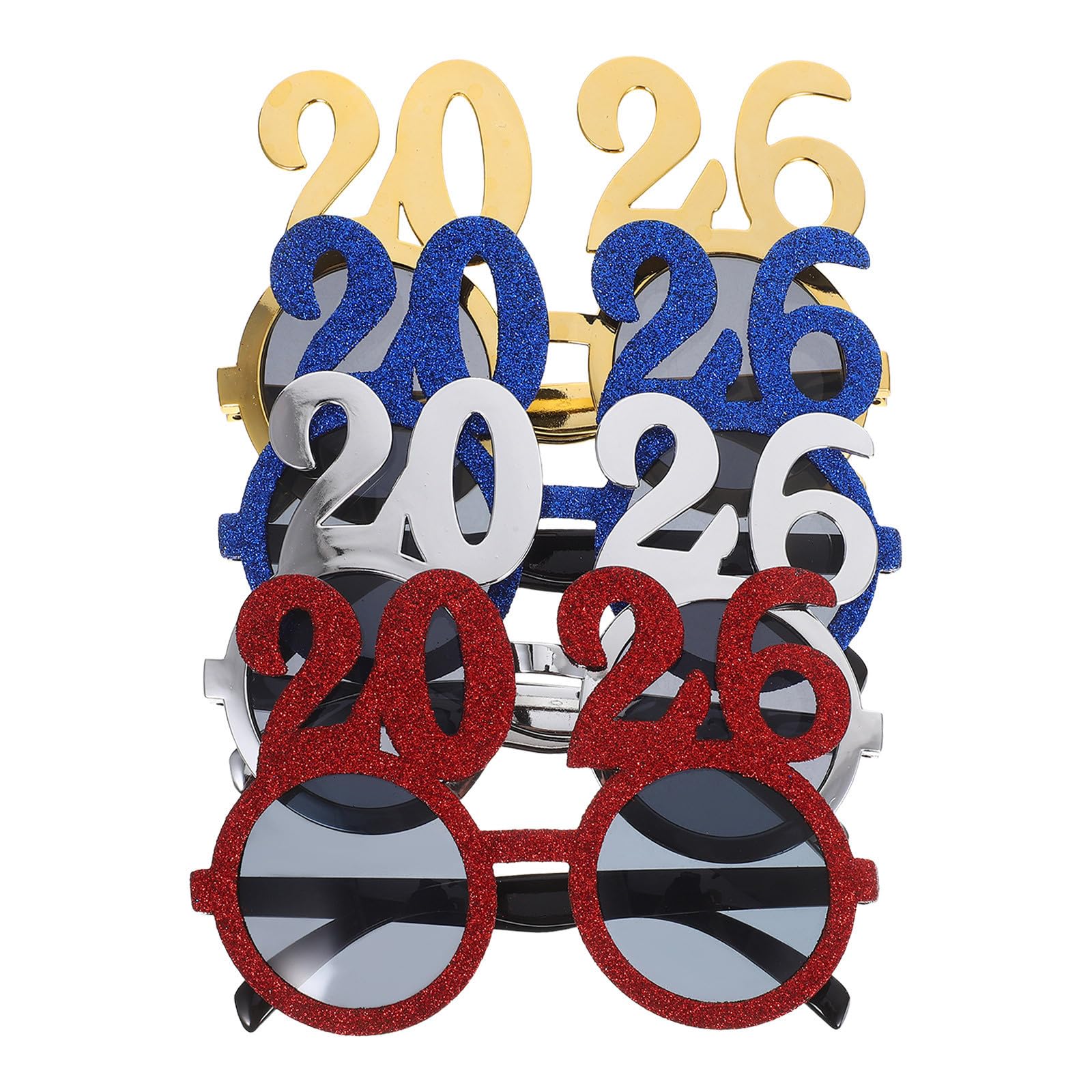 TOYANDONA 16 Stück Partybrille aus PC für Silvester und Neujahr, Leicht | Retro Design mit Bunten Zahlen, Festliche Deko für Selfies, Robust und Formstabil, für Feiern