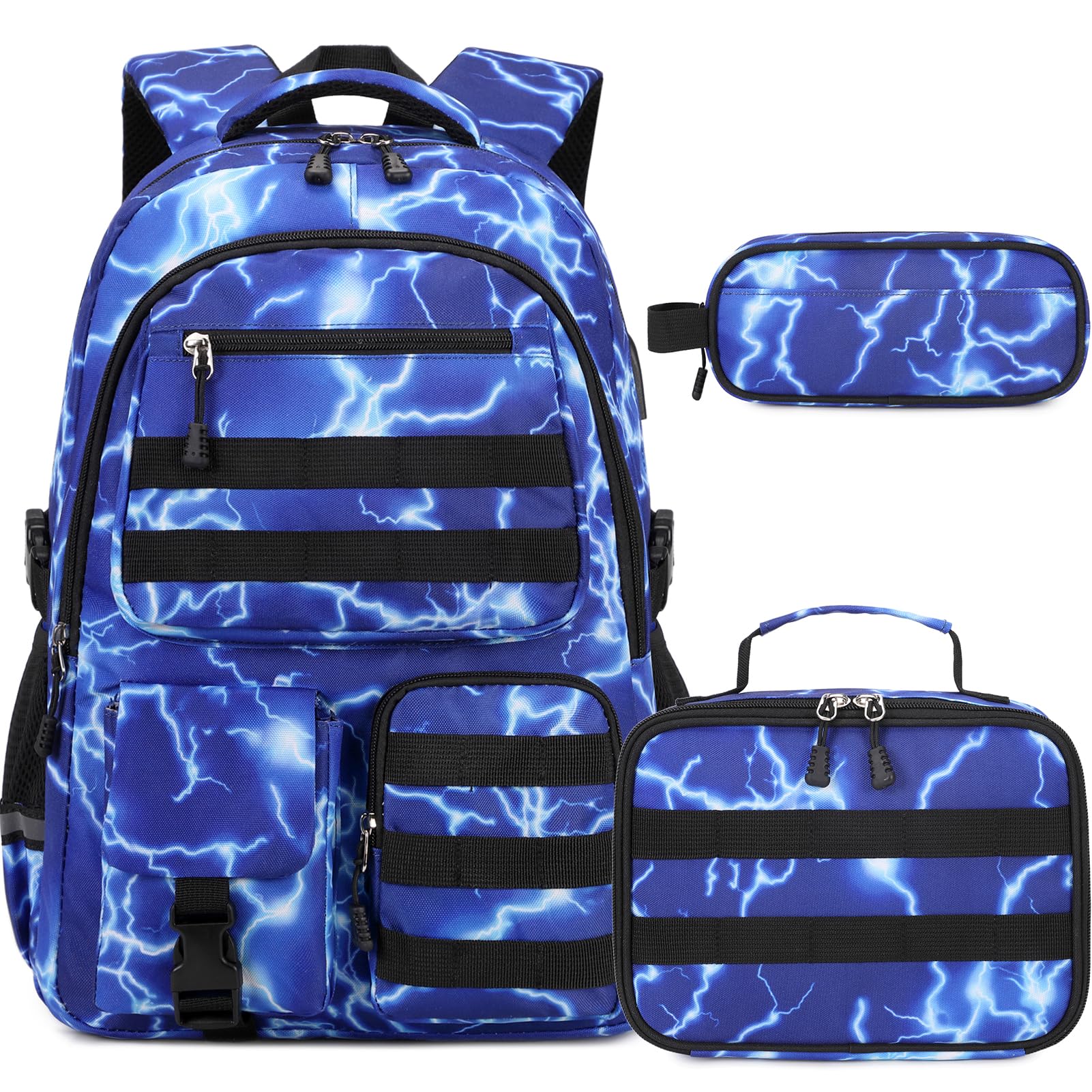 DIGOBAY Camo Backpack for Boys, Tactical Boys Backpack for School, Kids Backpack With Lunch Box Pencil Case USB Charging Port Military Army Schoolbags