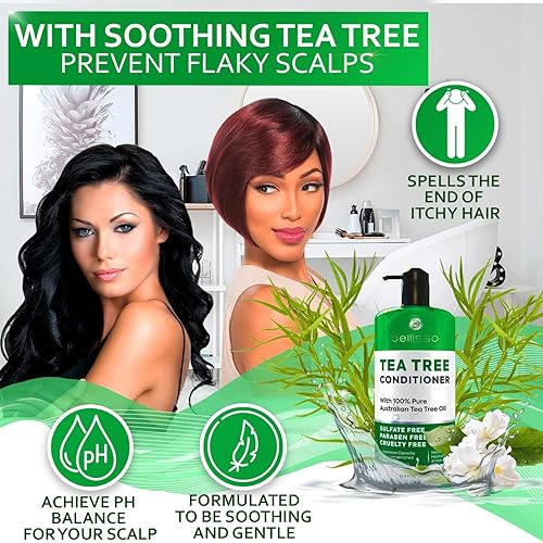 Miniatura 7 de BELLISSO Juego de champú y acondicionador de aceite de árbol de té y acondicionador de aceite de árbol de té