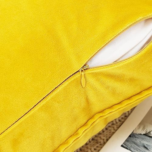 Miniatura 4 de JIAHANNHA Juego de 2 fundas de cojín de terciopelo de color amarillo brillante de 18 x 18 pulgadas, suaves y decorativas, para sofá, cama, sala de