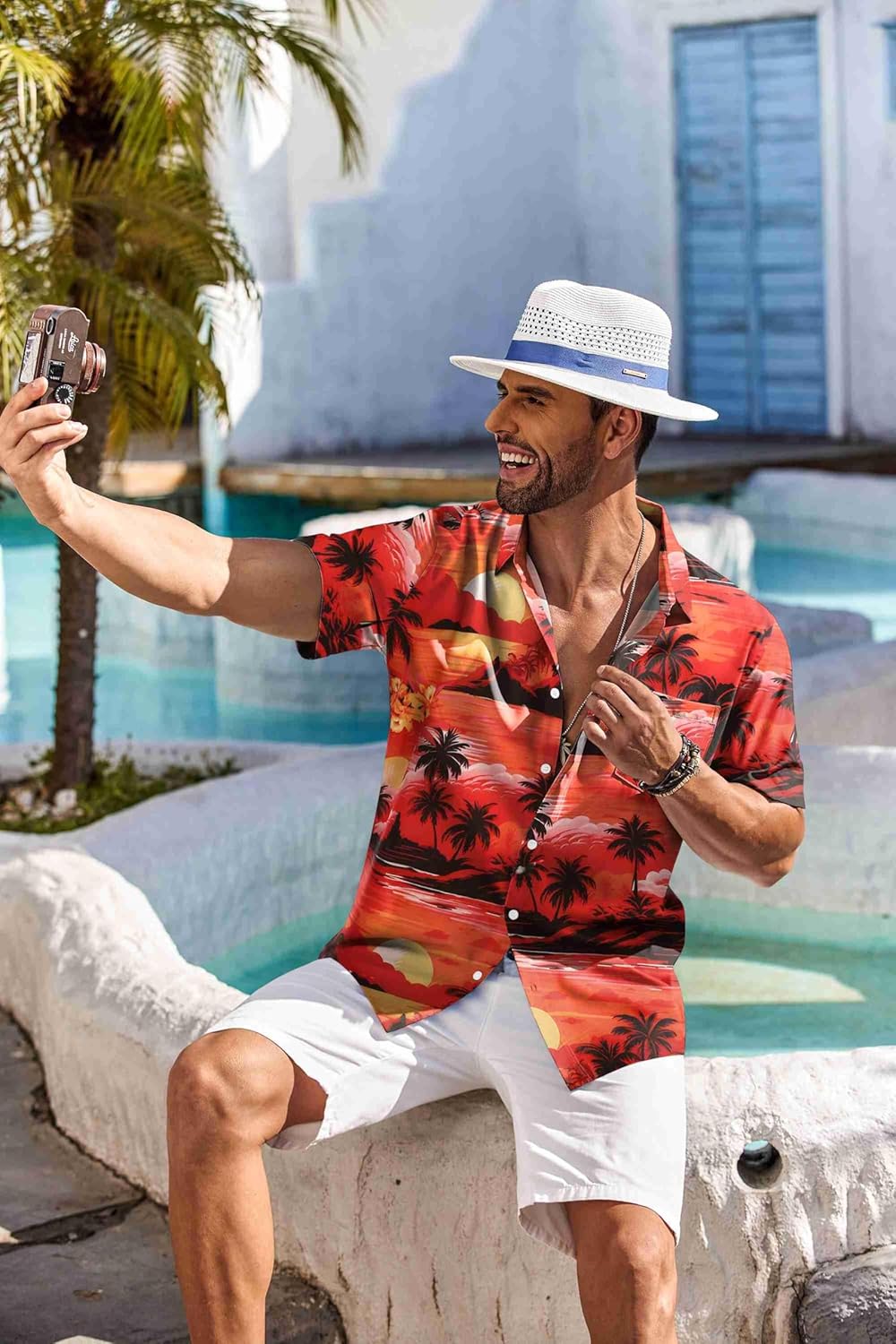 COOFANDY Men's Hawaiian Shirt Short Sleeve Floral Button Down Shirts Tropical Holiday Beach Shirts - Image 5