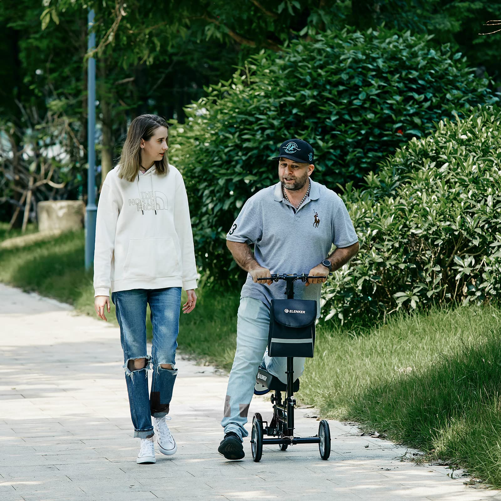 ELENKER Knee Scooter Economy Knee Walker with Dual Braking System for Injury or Surgery to The Foot, Ankle Injuries Black