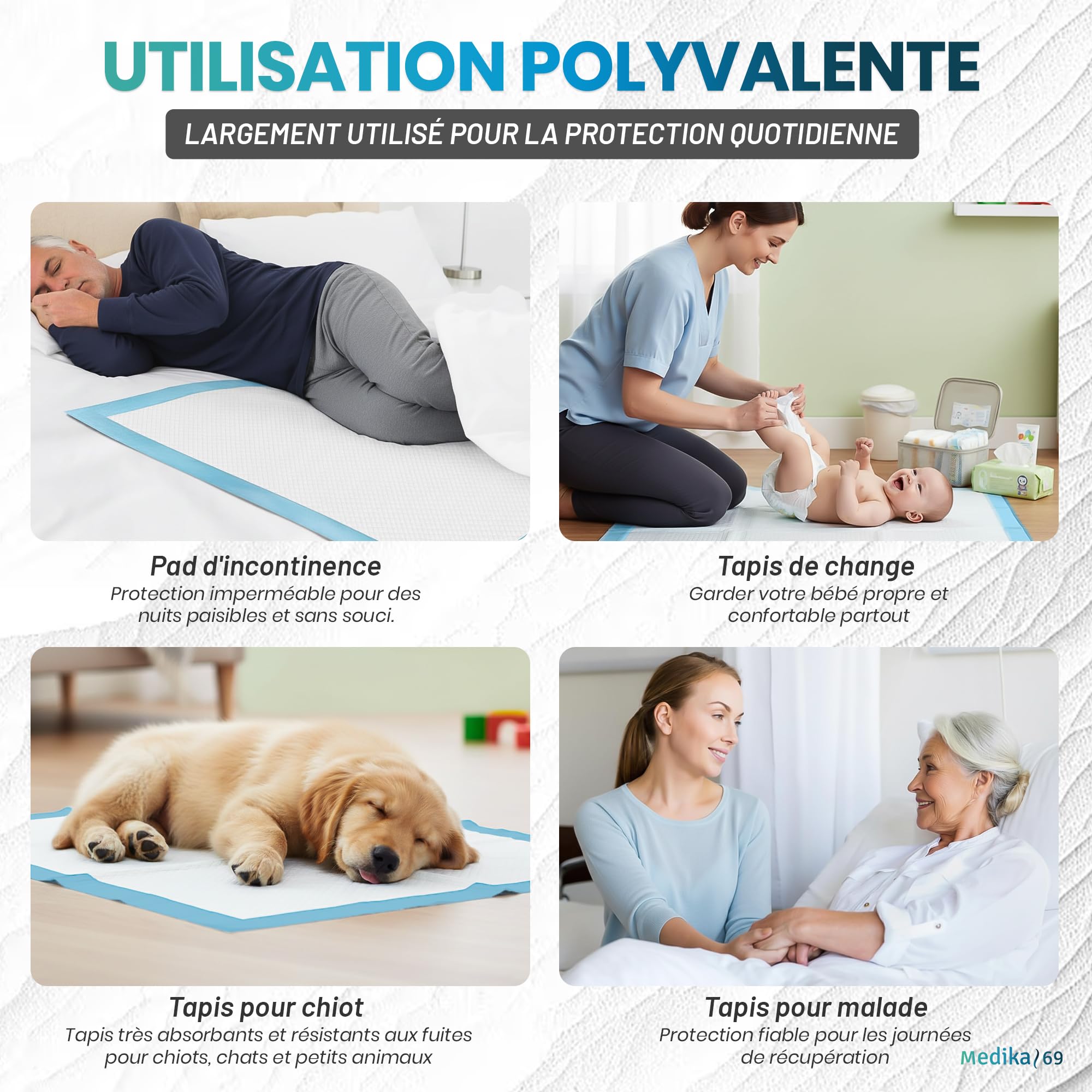Alaise pour Chien, Alese Jetable, 40 x 60 cm / 60 x 60 cm / 60 x 90 cm Tapis pour Chiot, Apprentissage de la Propreté, Anti-Fuite et Résistante (25 pièces) (50, 40 x 60 cm)