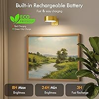 Vista 4 de 3-Pack Picture Lights for Wall, Rechargeable Battery Operated Led Painting Light with Remote Dimmable ＆ Timer, 3 Lighting Modes Magnetic Art Display