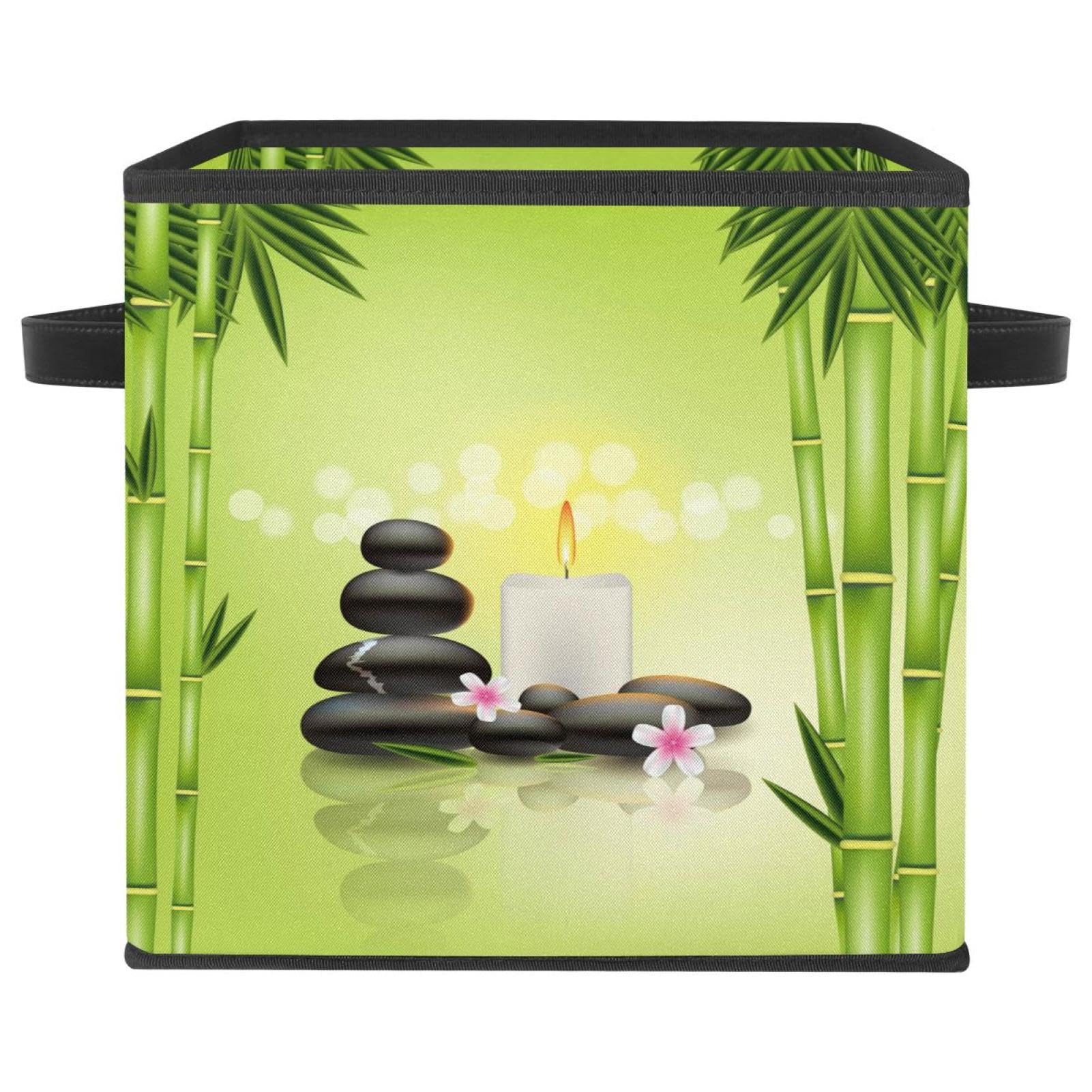 Boîte de rangement pliable en tissu motif bougie et pierre zen