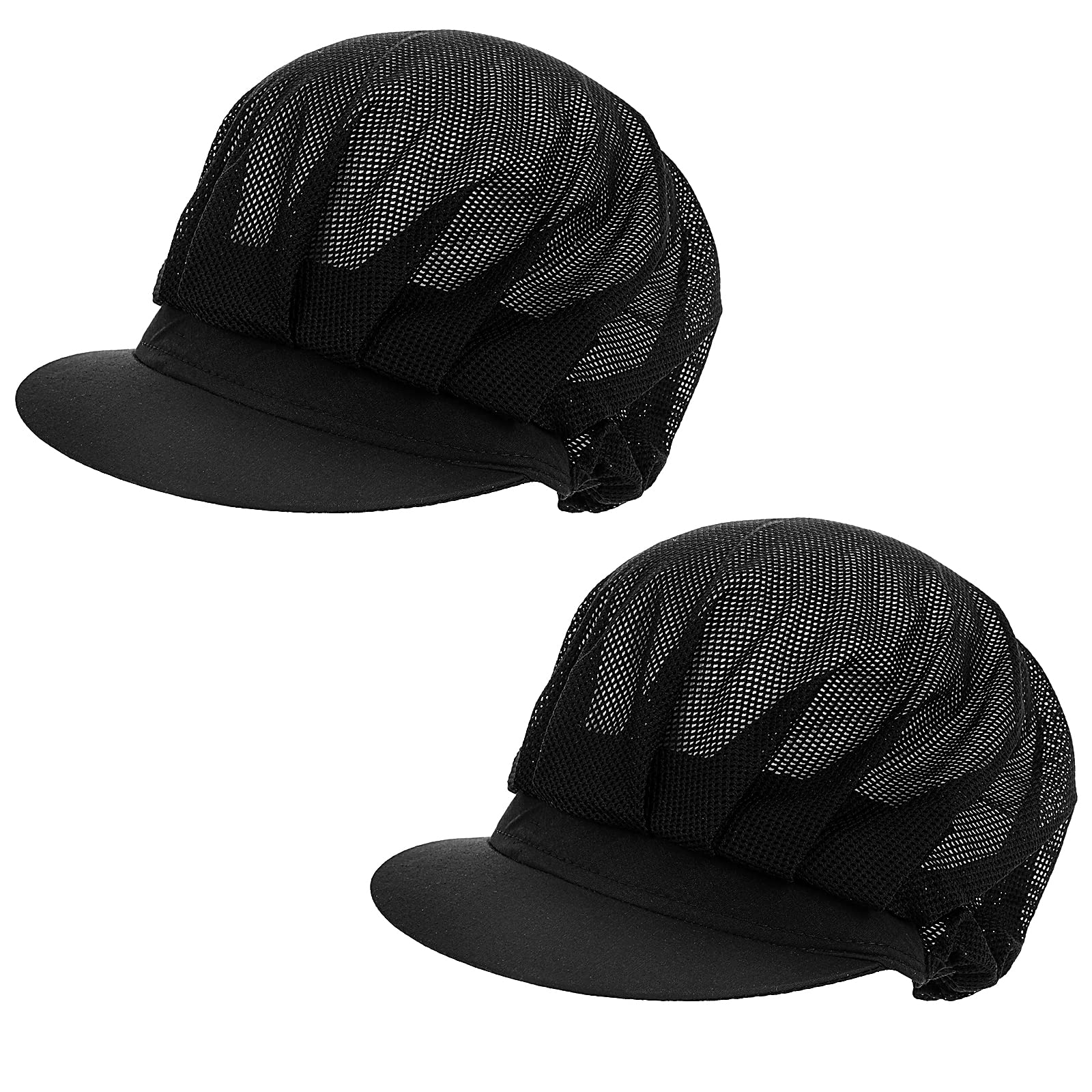 Cappello da Cuoco in Cotone Nero Donna Cucina Chef Baker Cuffia Alimentare Ristorante Raffreddamento Riutilizzabile 2 Pezzi