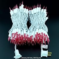 Vista 7 de YULETIME Juego de 200 luces LED rosas de Navidad, 66 pies, cable blanco, certificado UL, grado comercial, juego de luces navideñas