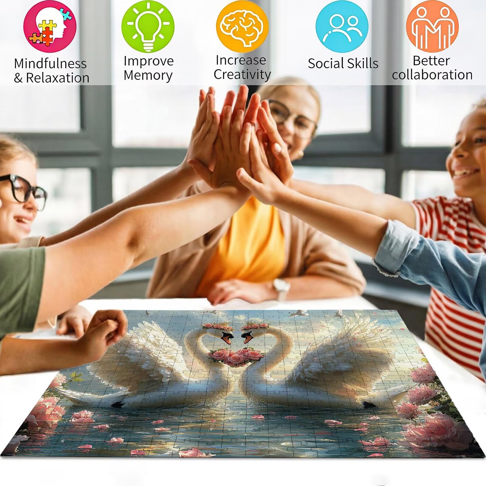 Puzzle 2000 Teile Tier, Holzpuzzle Erwachsene, Klassisches Lernspiel Puzzle Schwan, Groß Impossible Jigsaw Puzzles, Wunderschönes Deko Puzzes und Geschenke, Bastelset Erwachsene 99.5 X 70.5cm 8p-97