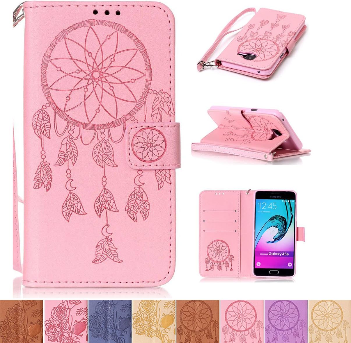 Galaxy A510 2016 Case, Galaxy A5 2016 Case, Firefish Kickstand Flip Folio [Card Slots] Wallet Cover with [Magnetic Closure] [Wrist Strap] Protective Case for Samsung Galaxy A510 2016- Net-F