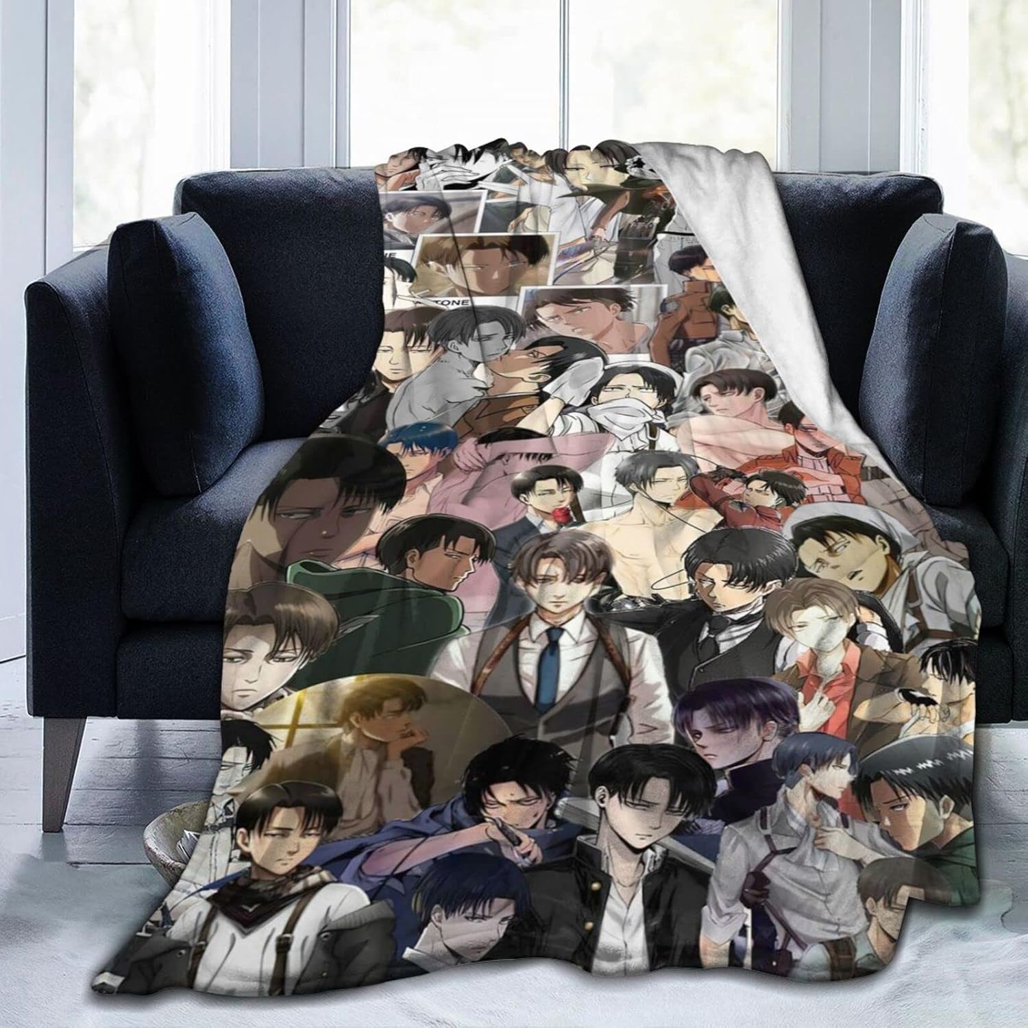 Anime Throw Blanket Levi Ackerman Throw Blanket UltraSoft