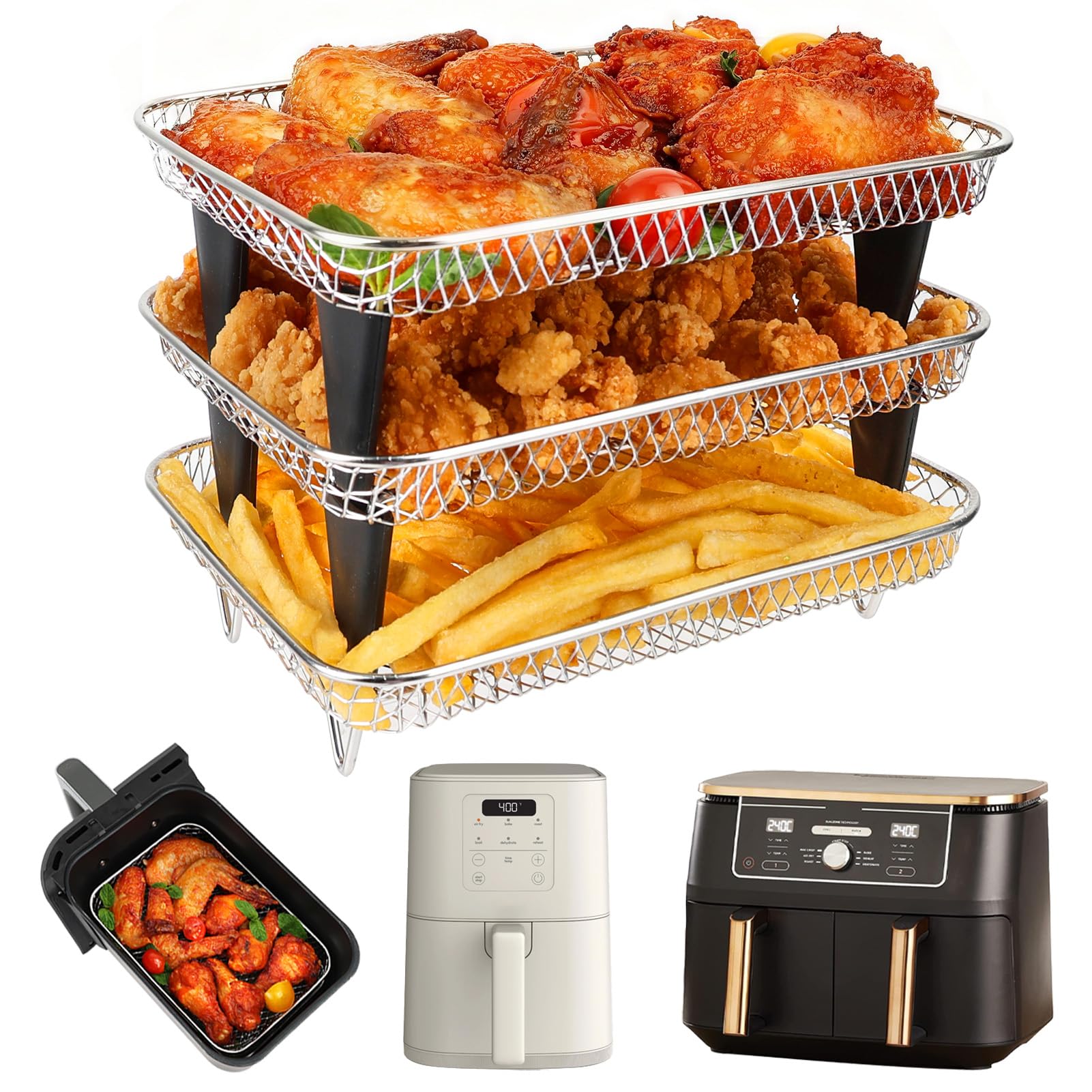 Photo 1 of BYKITCHEN Air Fryer Rack for Ninja 8 QT, Stackable Stainless Steel