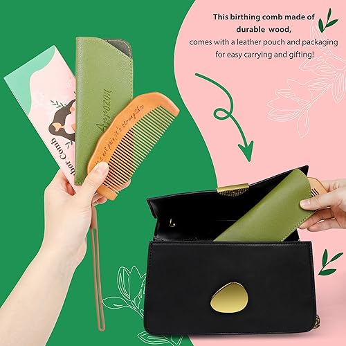 Miniatura 6 de Arrozon Peine de parto para mujeres, regalos para nuevas madres, peine de madera para trabajo de parto, esenciales para el parto y el parto, bolsa