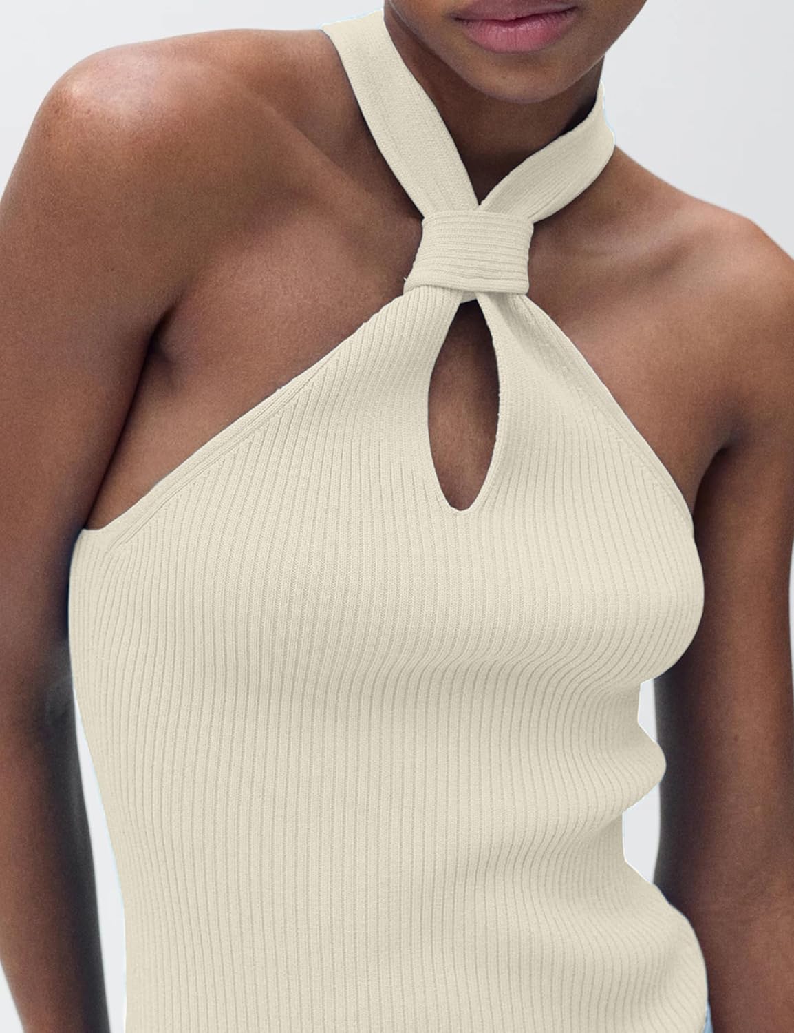 Yeokou Wome Halter Cross StrapTank Summer Knit Sleeveless Pullover Top Casual Lightweight Sweater Vest - Image 7