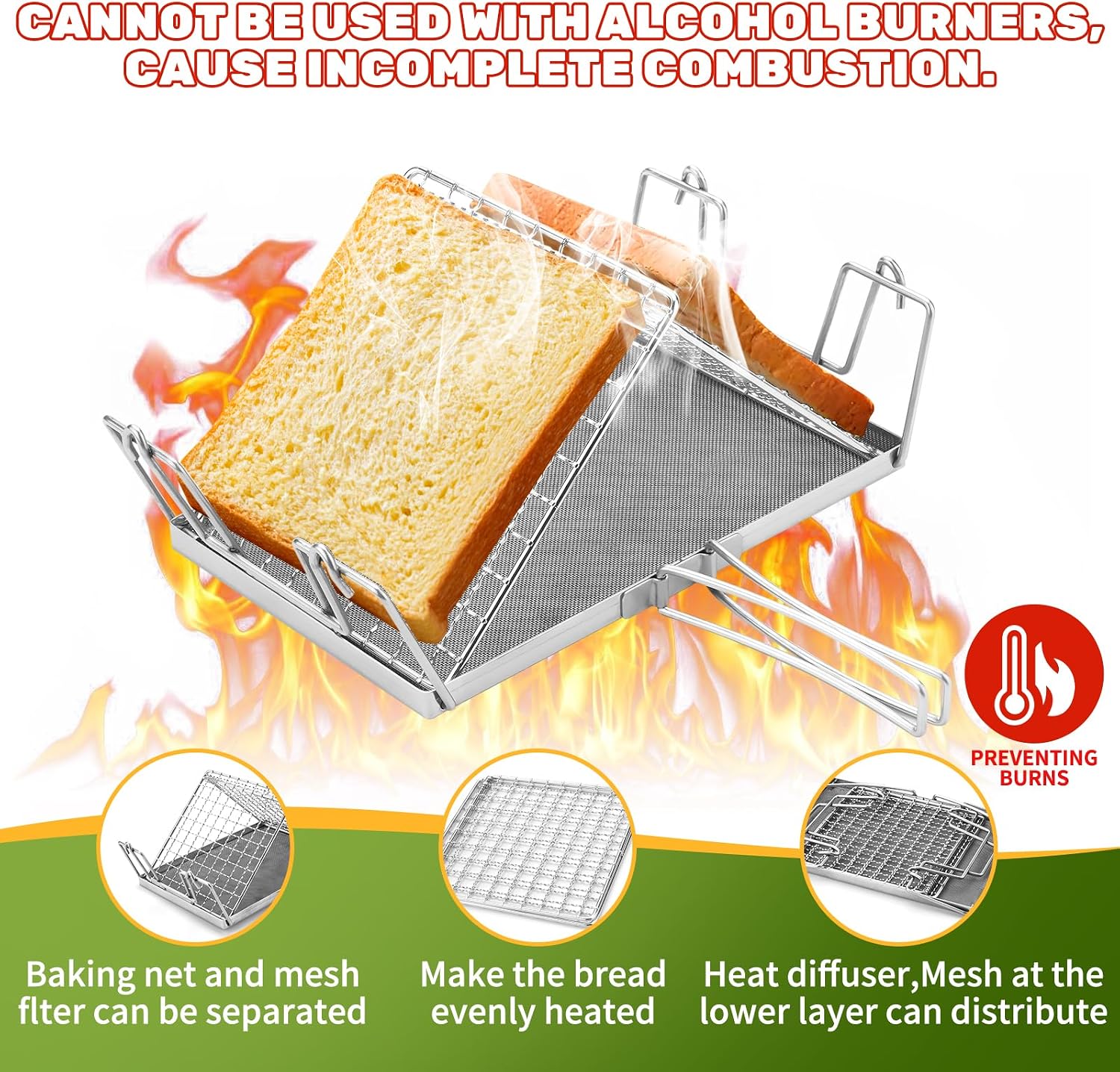 SHIKORI Camping Stove Toaster,Foldable Portable Stable Structure Toaster
