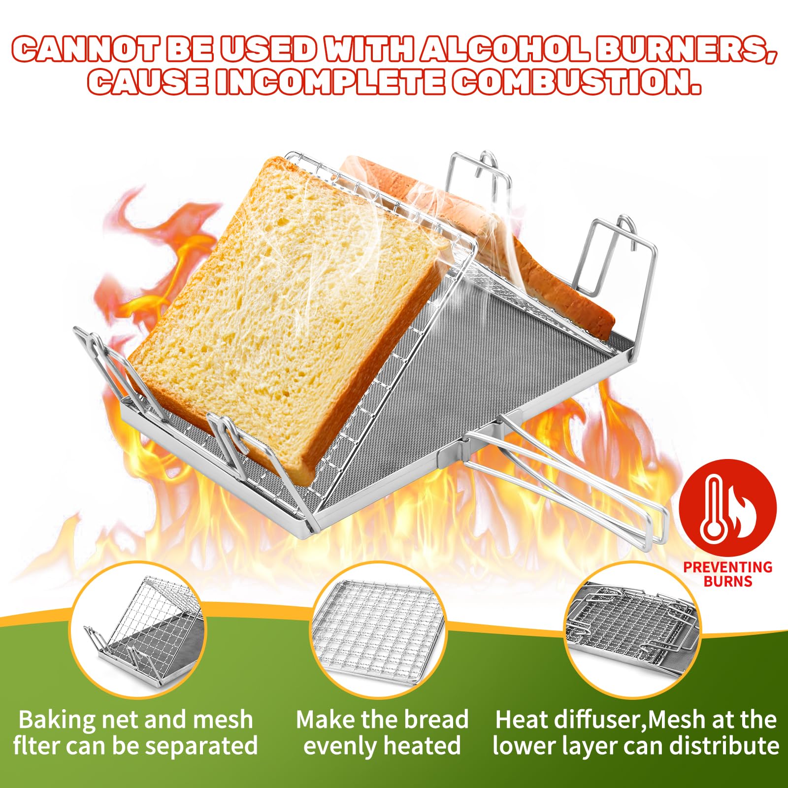 Tostadora Plegable Tostador Pan Camping Tostadora Pan Tostadora En