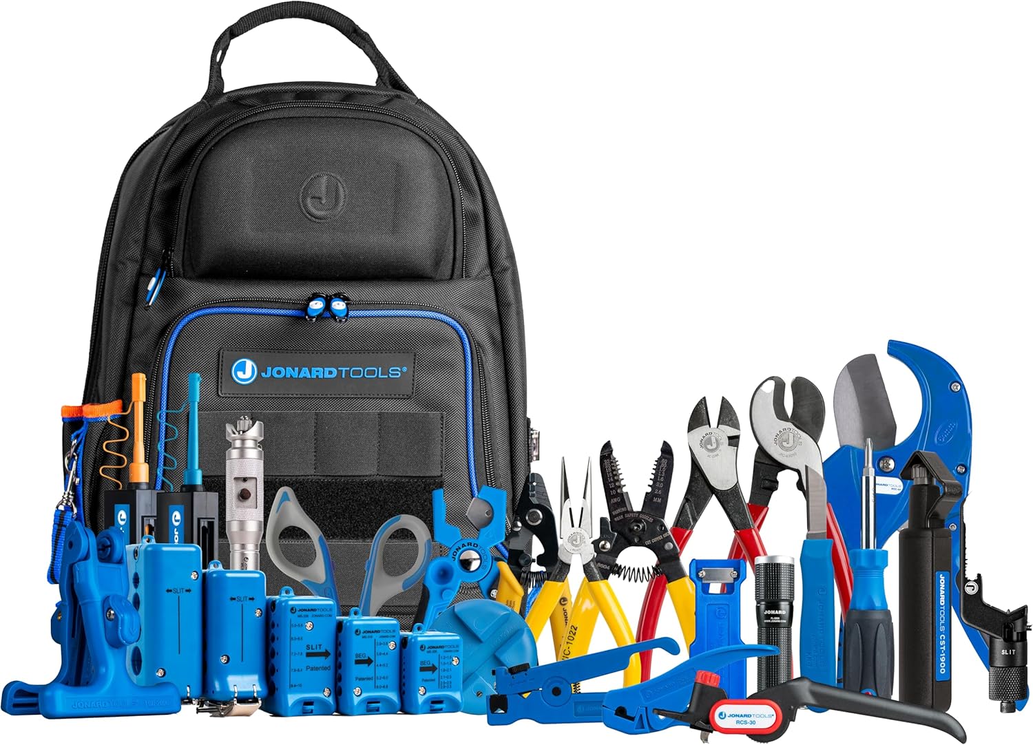 Jonard Tools TK-199B Ultimate Fiber Prep Backpack Kit – Complete 28 Piece Fiber Optic Cable Access and Termination Solution with Rugged Technicians Tool Backpack