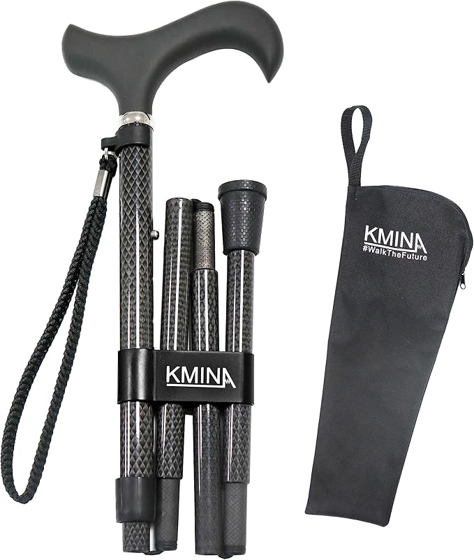 KMINA PRO Folding Walking Sticks for Men, Carbon Fibre Walking Stick