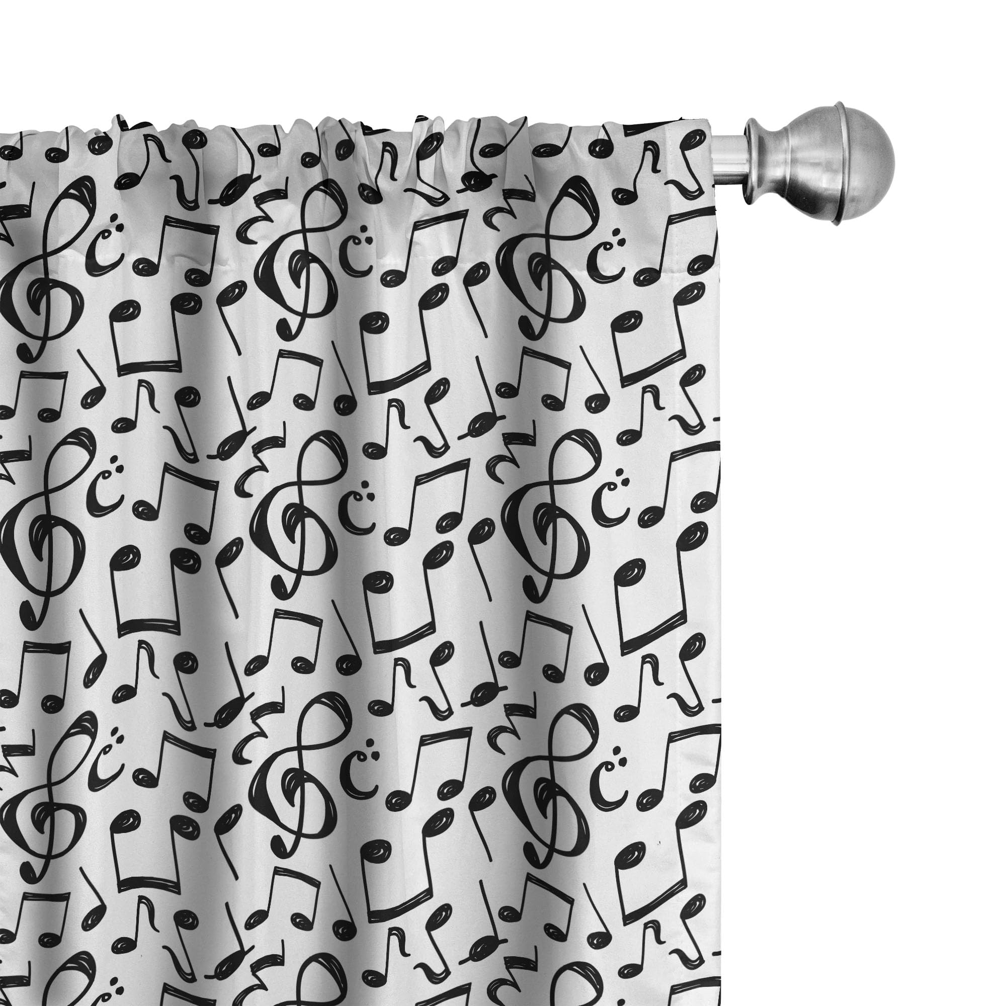 Ambesonne Music Window Curtains, Sketchy Musical Notes and Melody Entertainment Fine Arts Theme Pattern, Lightweight Decor 2-Panel Set with Rod Pocket