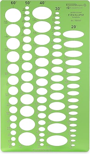 Miniatura 2 de ALVIN, Plantilla Maestra Even Ellipse de 6.5 x 11 pulgadas, modelo TD1267, herramienta de dibujo y dibujo de plástico, ideal para estudiantes y