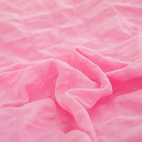 Miniatura 6 de Yadangxiawa Juego de edredón de sirsaca rosa de 5 piezas para cama individual en una bolsa, edredón ligero de microfibra para todas las estaciones,