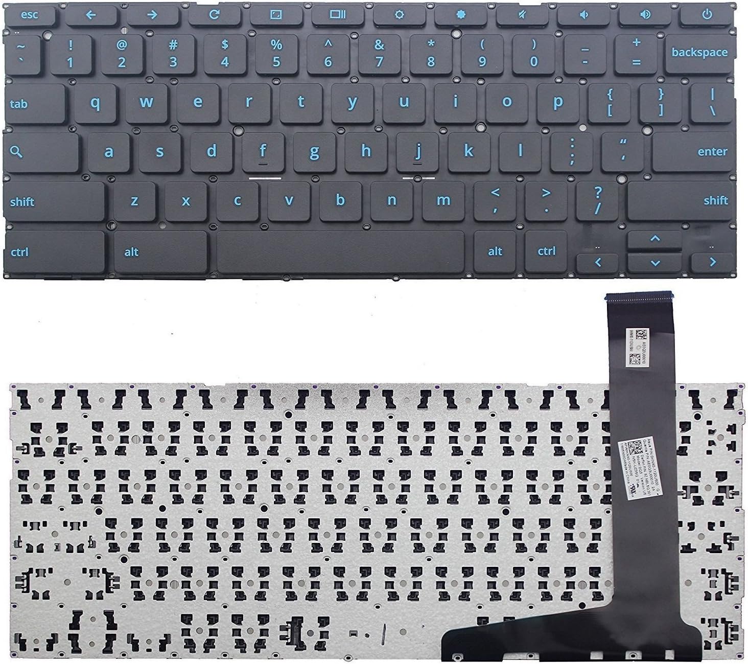 New US Laptop Keyboard (Without Frame) Replacement for ASUS Chromebook C202 C202S C202SA C202SA-YS01 C202SA-YS02 C201 C201P C201P-DS01 C201PA C201PA-DS02 Blue Word